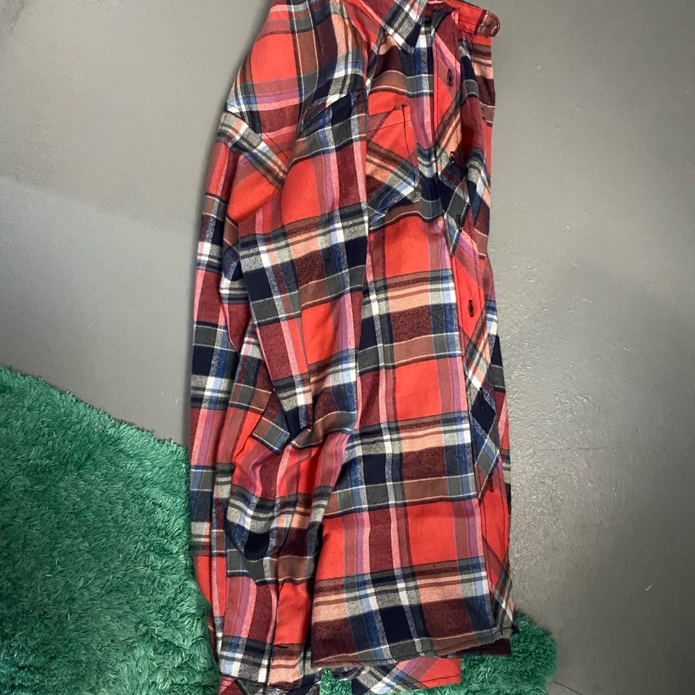 Red and Blue Plaid Button-Up Shirt